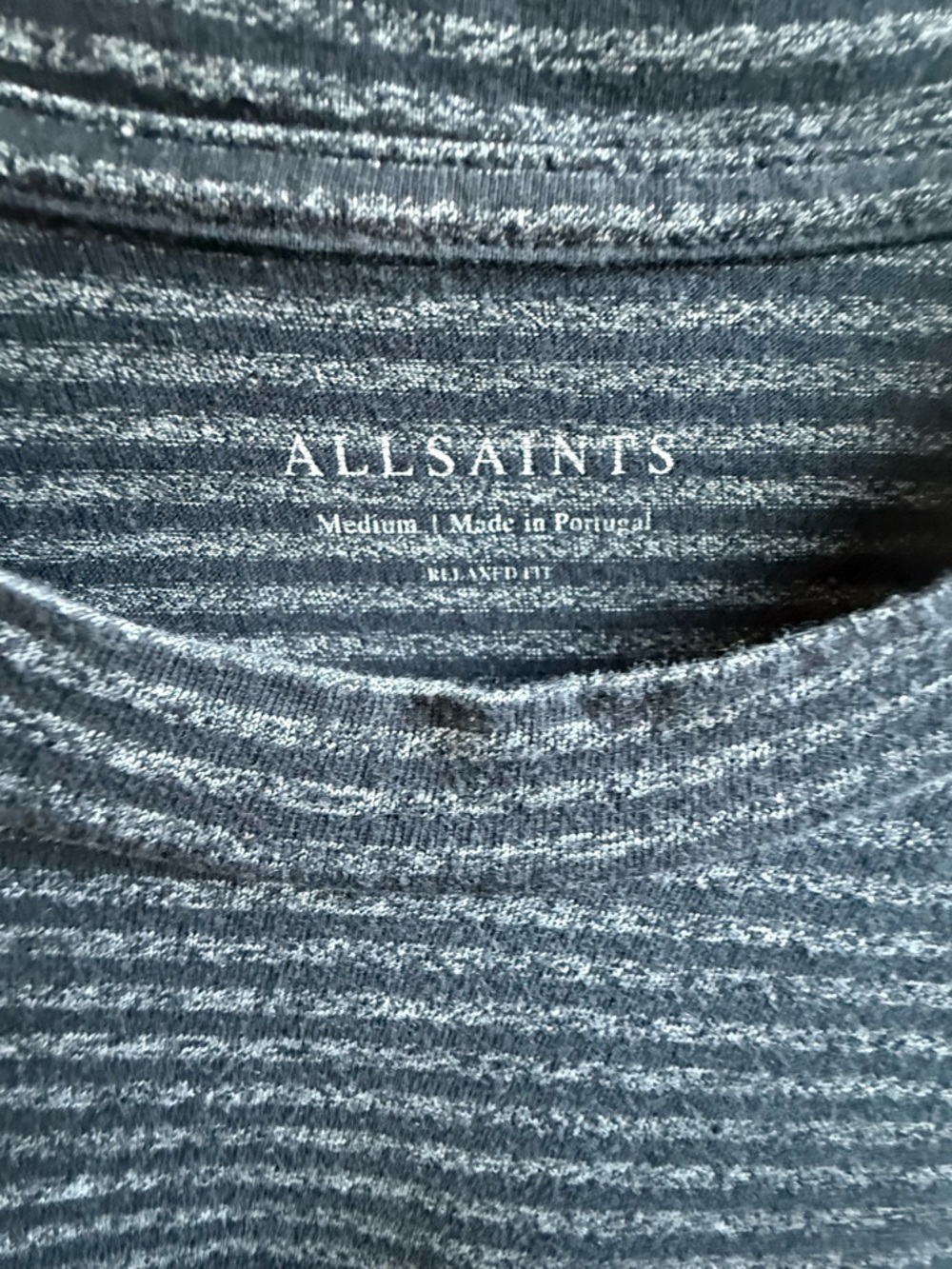 Mans All Saints Charcoal Striped Flame Logo Tee - Picture 3 of 3